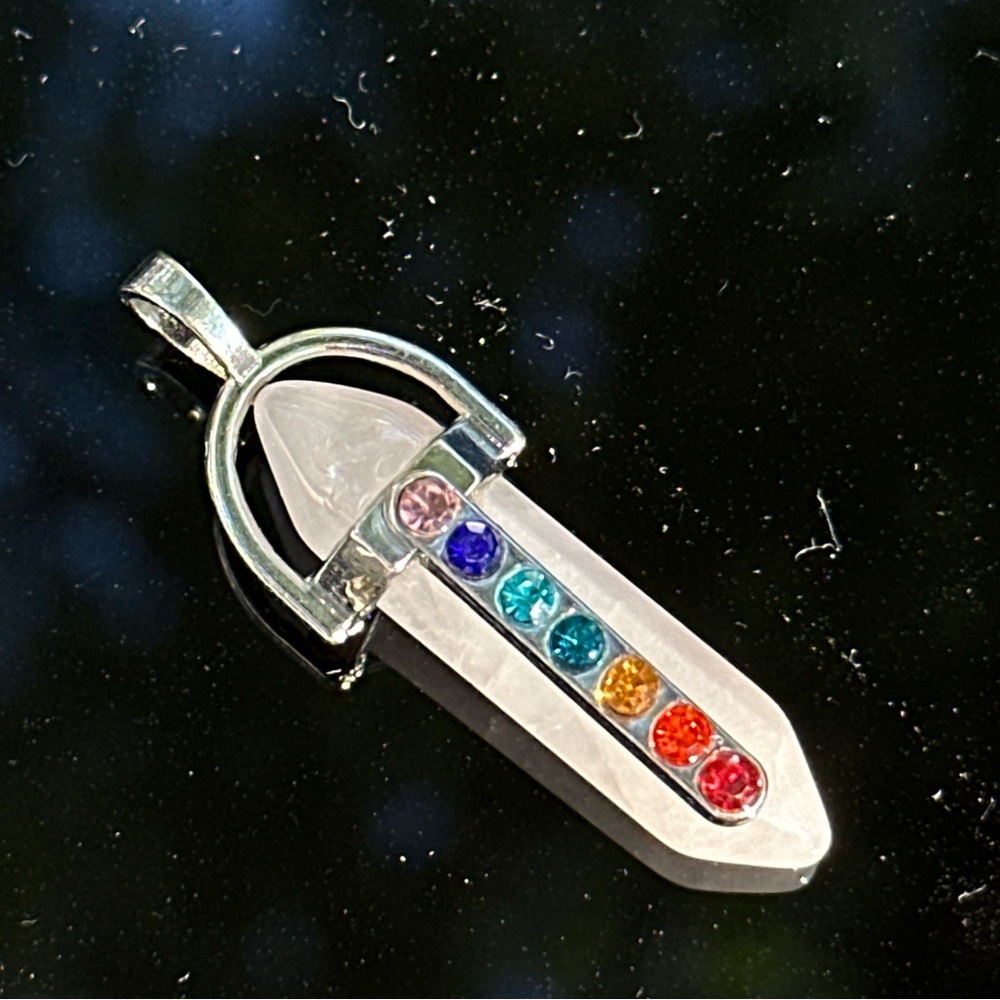 Rose Quartz Tibet Silver Pendant (Silver Plated) - Picture 2 of 16